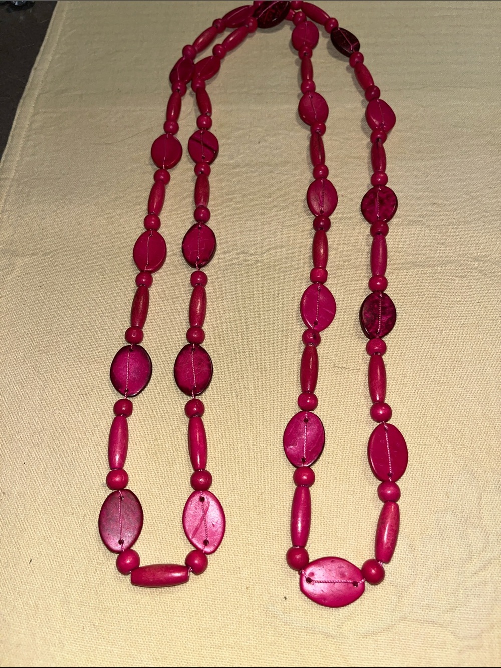Long Bright Pink Women’s Beaded Necklace